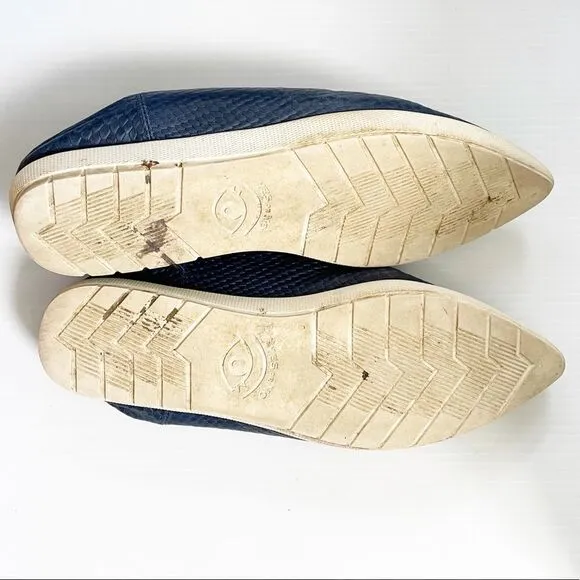 Yes or No Vision Quest Pointed Snakeskin Shoes Navy Blue Size 42 EU