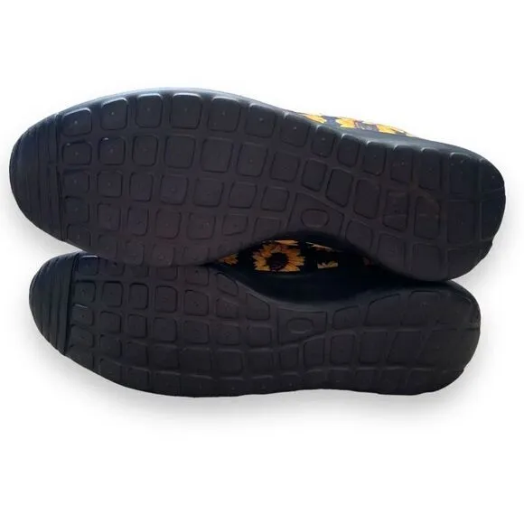 Yes We Vibe Sneaker Black Yellow Sunflower Print Tie Front Mens Shoe Size 11