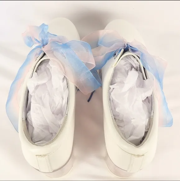 YRU Women's Size 8 White Oxford transparent REFILLABLE Platform Shoes