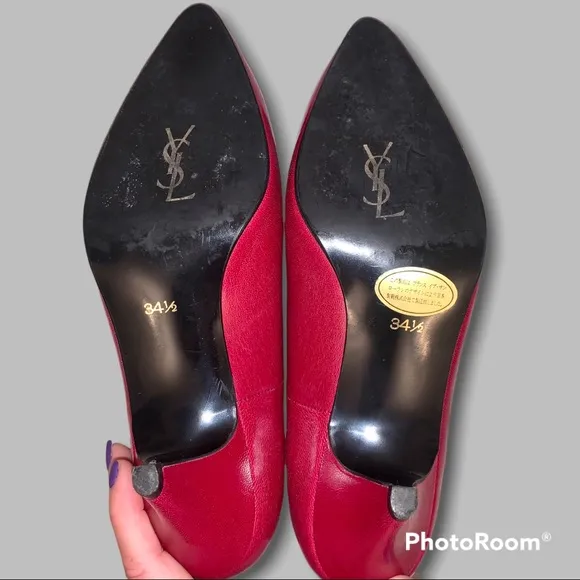 YSL Dark Red Wine and Black Pumps