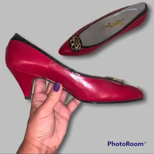 YSL Dark Red Wine and Black Pumps