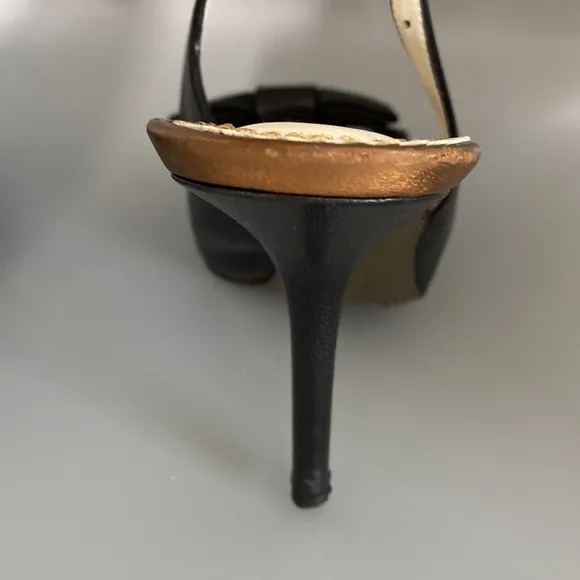 Yves St. Laurent Black Slingback Pumps Heels Shoes