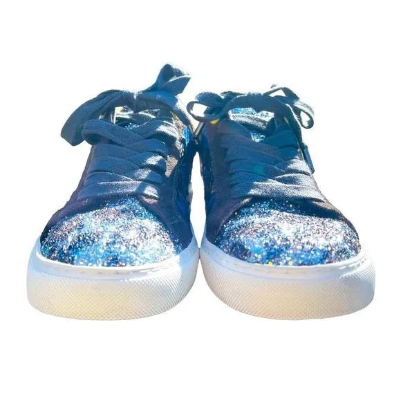 Zadig &amp; Voltaire ZV1747 Nash Leather Glitter Leopard Sneakers Shoes — SZ 7.5 IOB