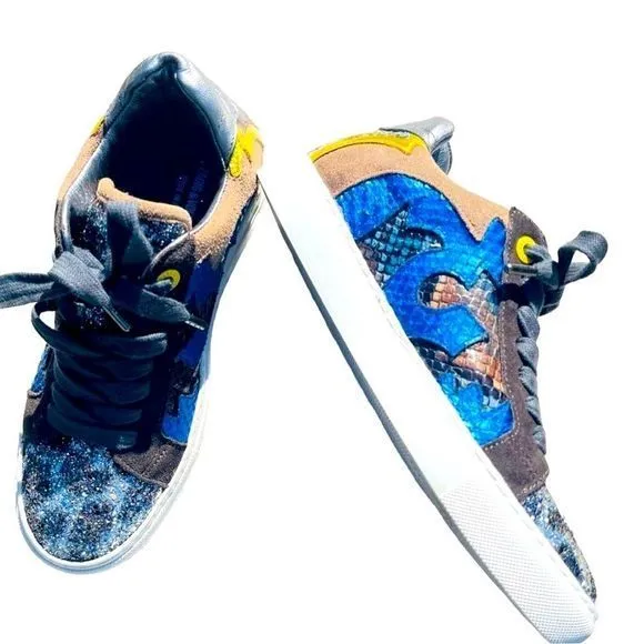 Zadig &amp; Voltaire ZV1747 Nash Leather Glitter Leopard Sneakers Shoes — SZ 7.5 IOB