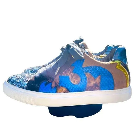 Zadig &amp; Voltaire ZV1747 Nash Leather Glitter Leopard Sneakers Shoes — SZ 7.5 IOB