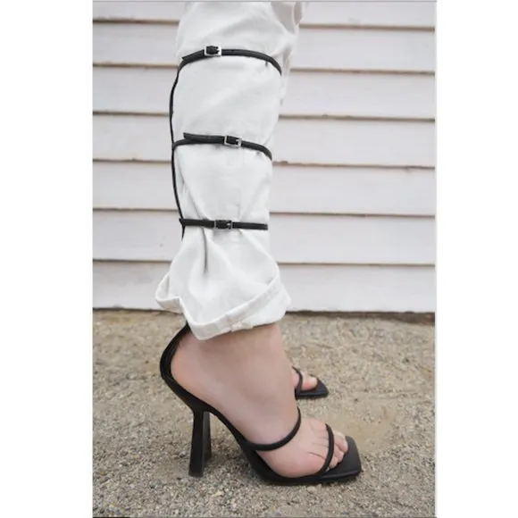 Zara Black Strappy Sandals Heels Sz 7.5 NWT