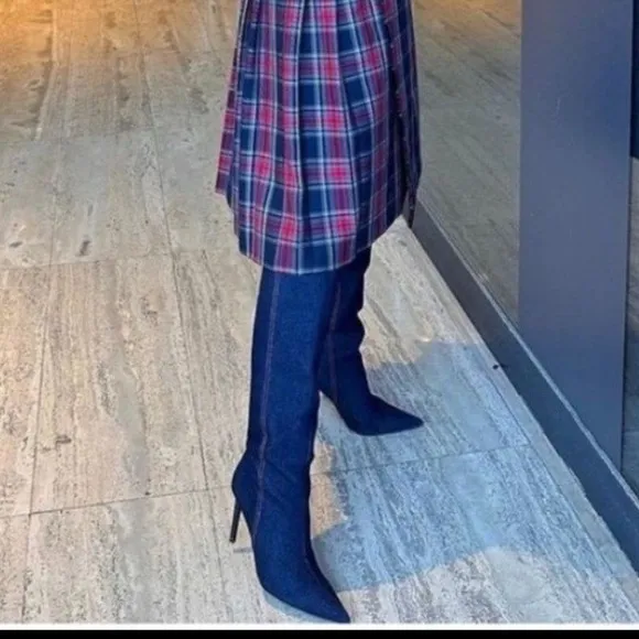 Zara denim high boots 6.5 7
