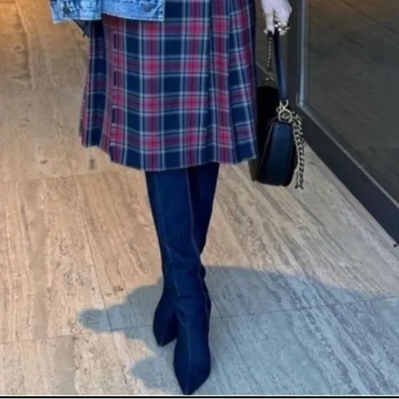 Zara denim high boots 6.5 7