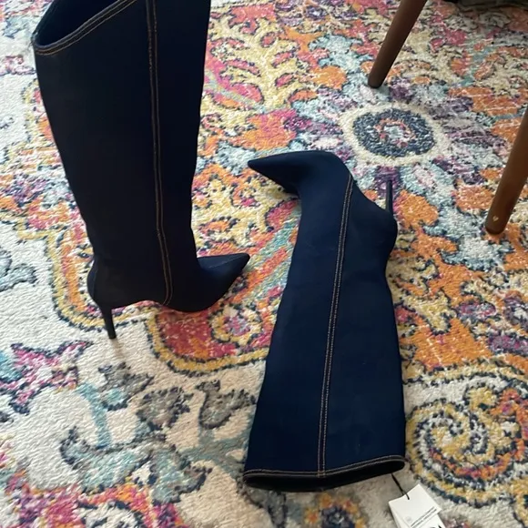 Zara denim high boots 6.5 7
