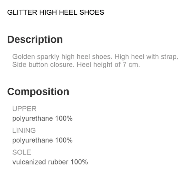 Zara Gold Glitter Mid Heel Shoes With Ankle Strap Women's Size 6