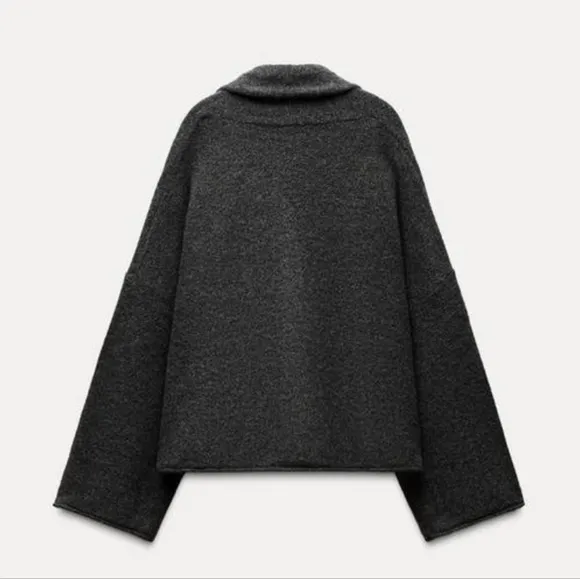 ZARA KNIT CARDIGAN WITH GOLDEN APPLIQUE SIZE S GREY