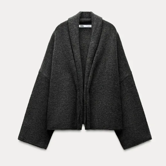 ZARA KNIT CARDIGAN WITH GOLDEN APPLIQUE SIZE S GREY