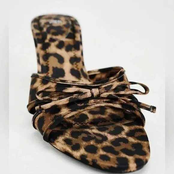 Zara Leopard Print Heeled Sandals-Size 38  (7.5 ) NWT