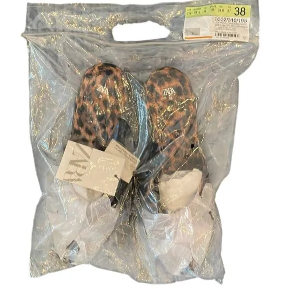 Zara Leopard Print Heeled Sandals-Size 38  (7.5 ) NWT