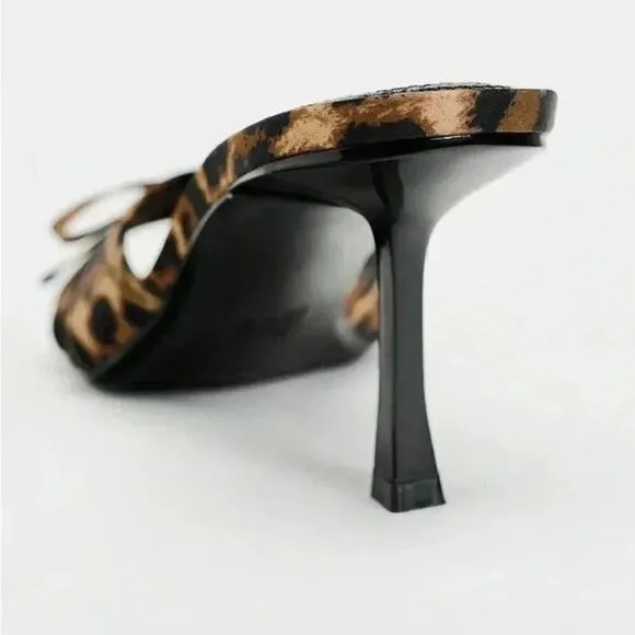 Zara Leopard Print Heeled Sandals-Size 38  (7.5 ) NWT