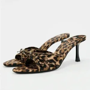 Zara Leopard Print Heeled Sandals-Size 38  (7.5 ) NWT