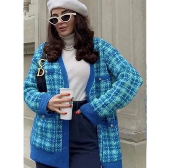 Zara * Long Cardigan Blue Size S
