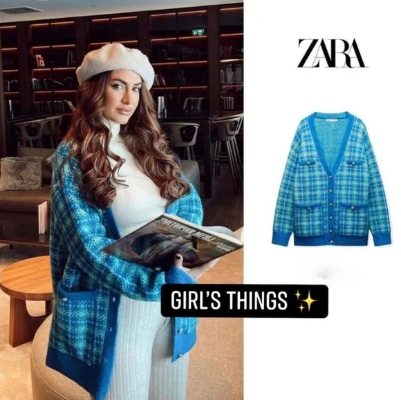 Zara * Long Cardigan Blue Size S