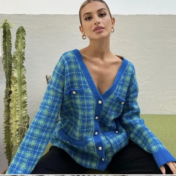 Zara * Long Cardigan Blue Size S