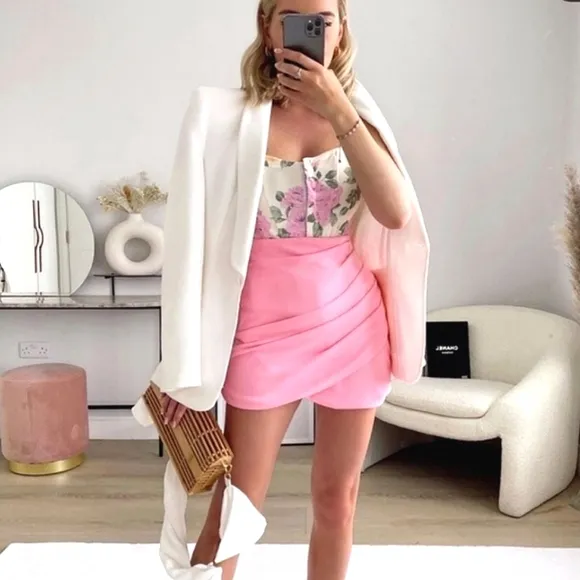 ZARA * mini skirt pink draped