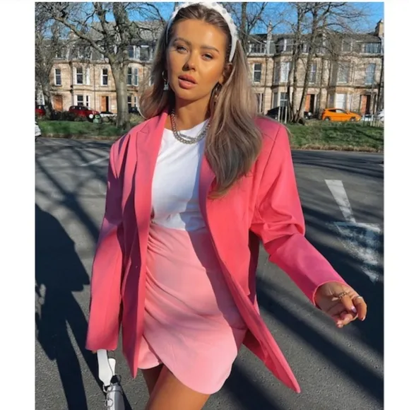 ZARA * mini skirt pink draped