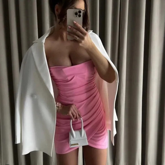ZARA * mini skirt pink draped