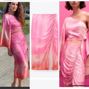 Zara set NWT — pink Tie-Dye satin top &amp; skirt matching 2 piece set