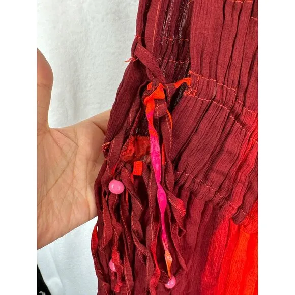 Zara V Neck Bead Appliques Tie Dye midi dress Blogger fav sz XL