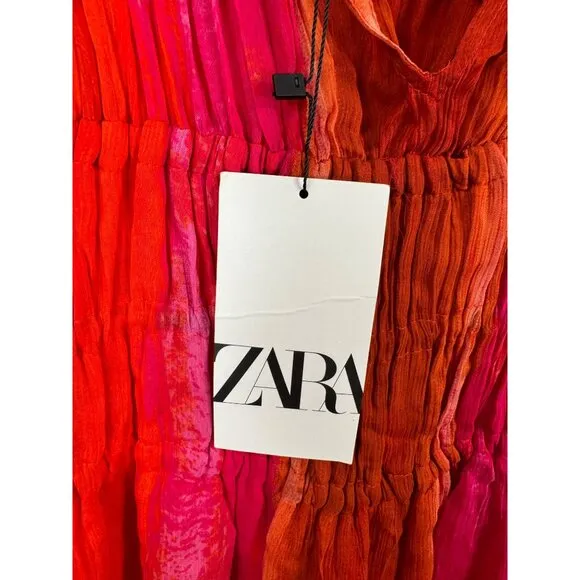 Zara V Neck Bead Appliques Tie Dye midi dress Blogger fav sz XL