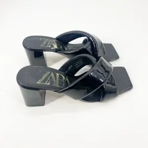 Zara Women's Block Heels Sz 7 Black Patent Leather