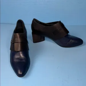 Zero   Maria Cornejo Elegant Black Blue Leather Block Heel Shoes 38