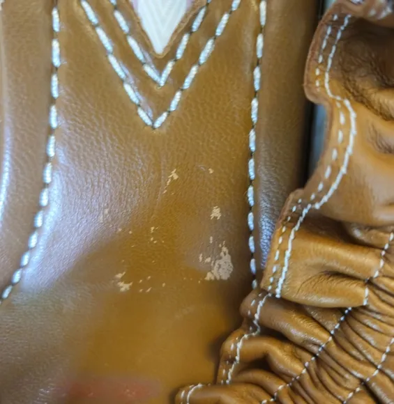 Zimmerman Skinny Strap Ruffle Kitten Heel Sandals Size 37 EU Leather Camel
