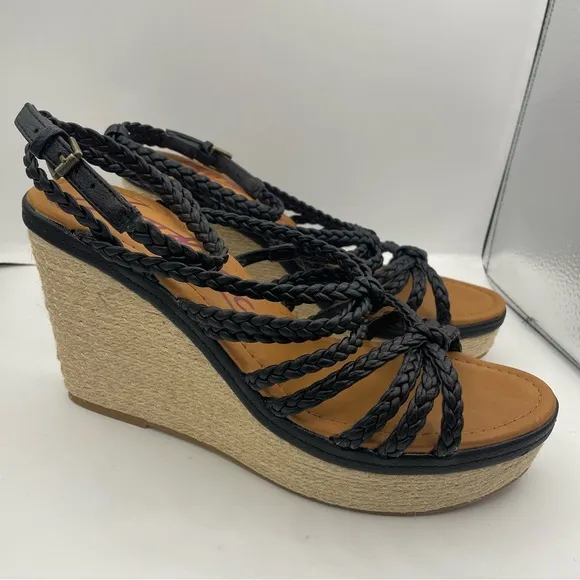 ZODIAC Shana-Espad espadrille wedge sandals leather braided strappy Size 10M
