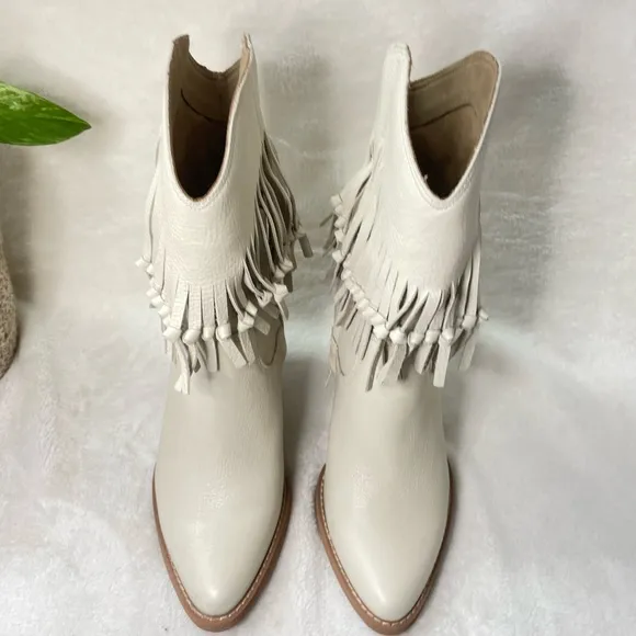 ZODIAC Womens Donna Western Boot‎ Birch Beige Leather 6.5M, ( E 534)