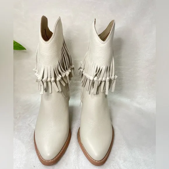 ZODIAC Womens Donna Western Boot‎ Birch Beige Leather 6.5M, ( E 534)
