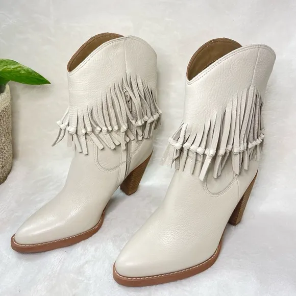 ZODIAC Womens Donna Western Boot‎ Birch Beige Leather 6.5M, ( E 534)