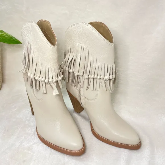 ZODIAC Womens Donna Western Boot‎ Birch Beige Leather 6.5M, ( E 534)