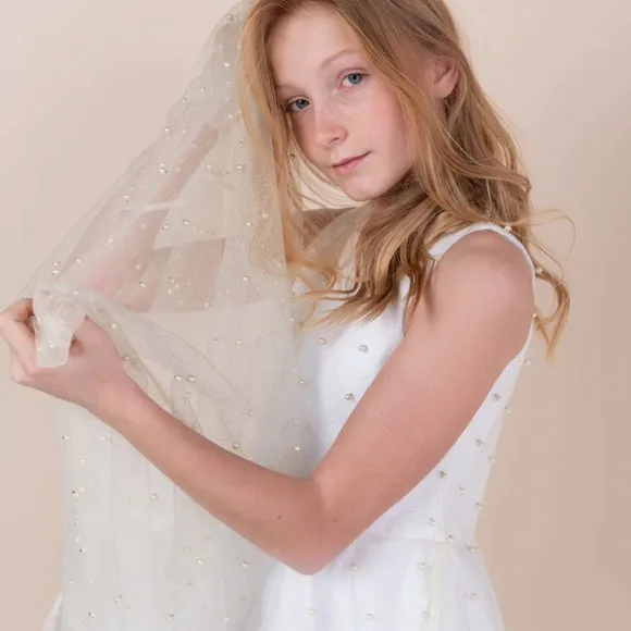 Zoe Girls, Zoe Ltd. Size 8 Tulle Dress Pearls, Wedding, Flower Girl, Communion